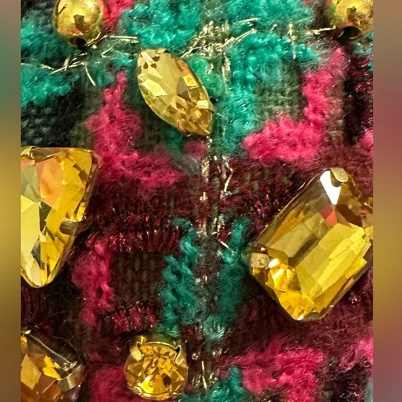 Brianna Cannon Tweed Headband Green Multi colored Crystals & Beads New - Picture 4 of 16
